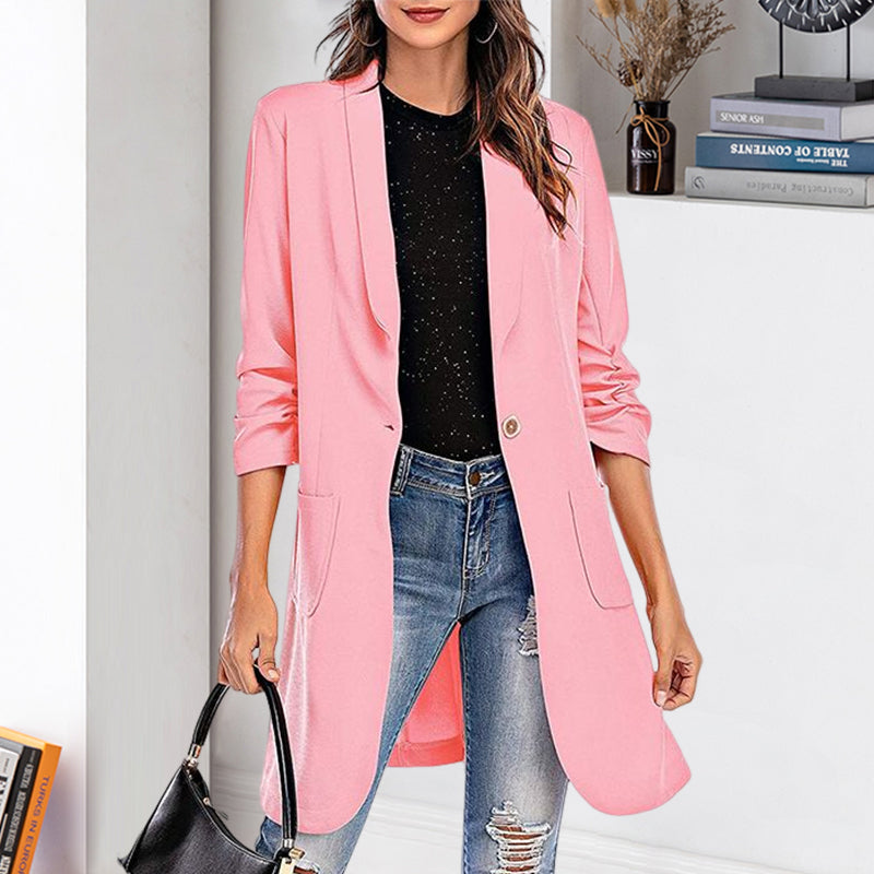 Women's Casual Slim Fit 3/4 Sleeve Long Blazer