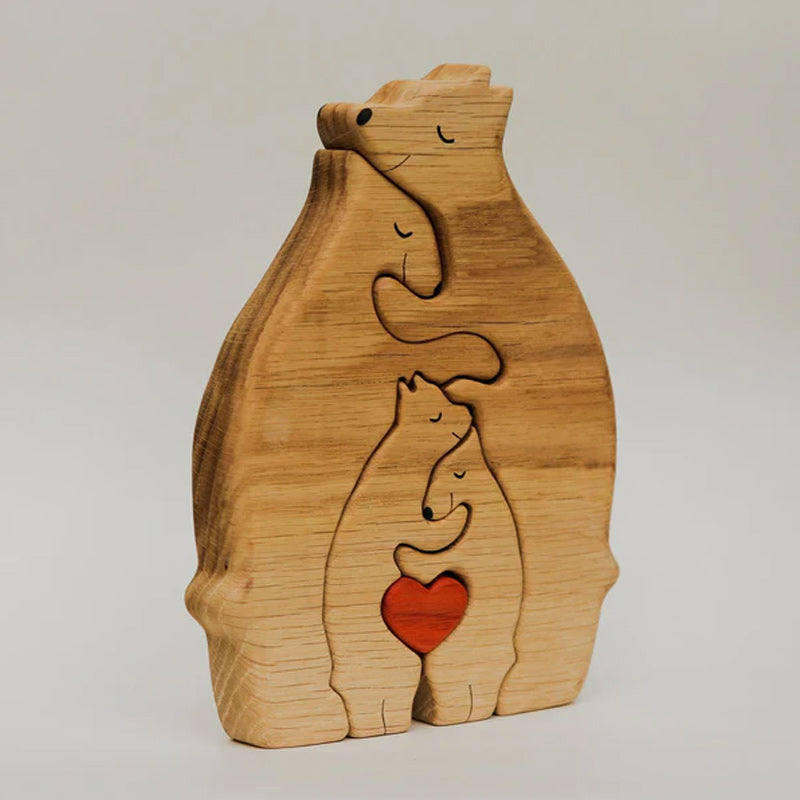 DIY Wooden Family Hug Puzzle Ornament - Warm Gift