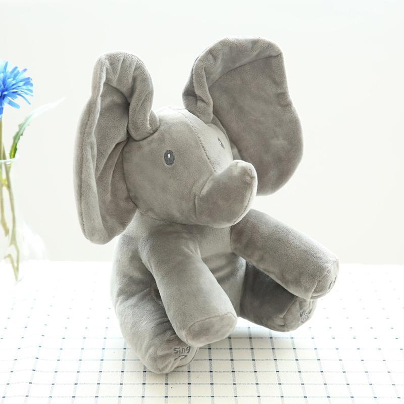 Peek-A-Boo Singing Elephant Plush Toy, Hide-and-seek Game Electric Toy