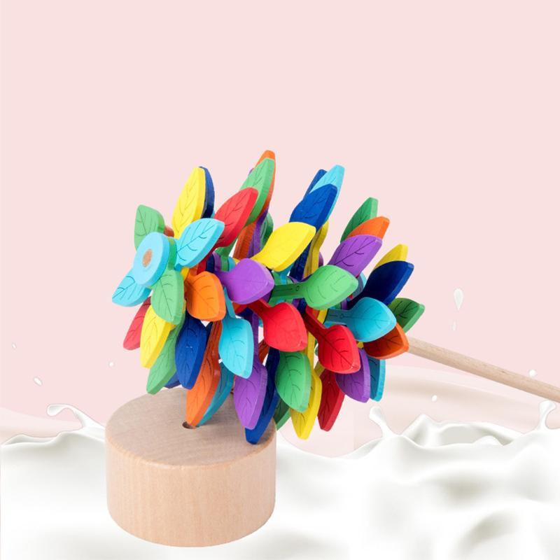 Wooden Helicone Lollipop Rotating Magic Wand Stress Relief Toy