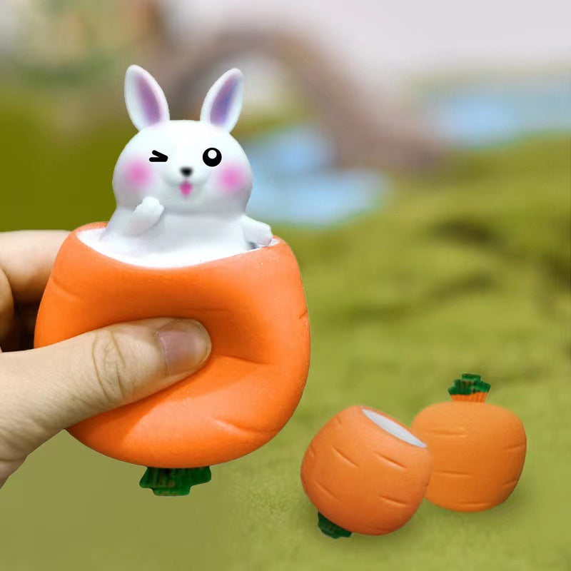 Squeeze Toy Carrot Doll, POP UP Carrot Bunny Stress Relief Toy