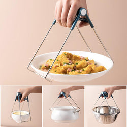 Kitchen Anti-Scalding Set, Hot Plate Gripper & Stainless Steel Bowl Clip & Silicone Gloves