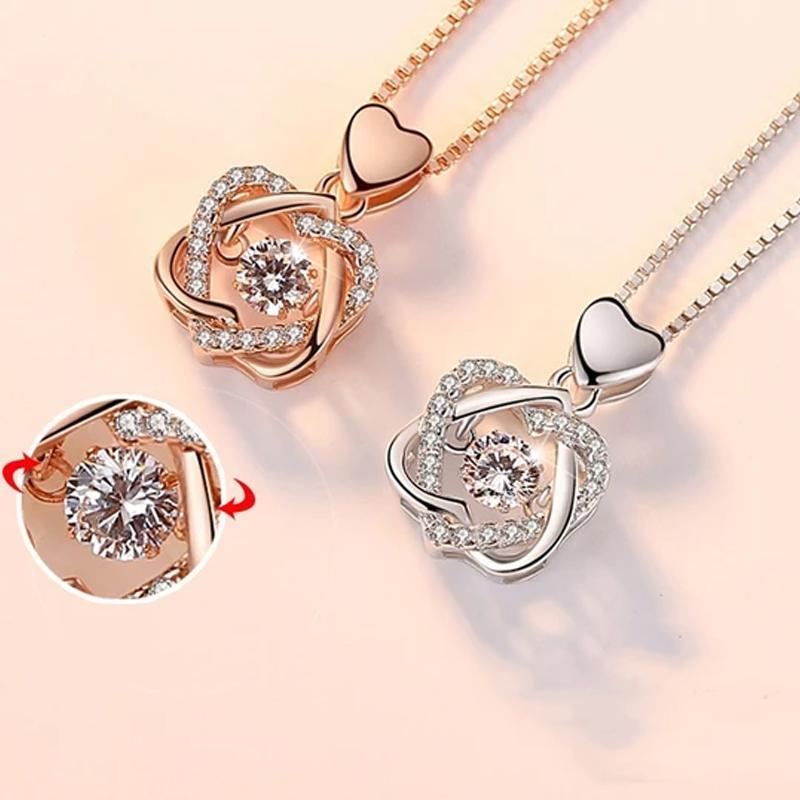 Heart Necklace Set with Rose