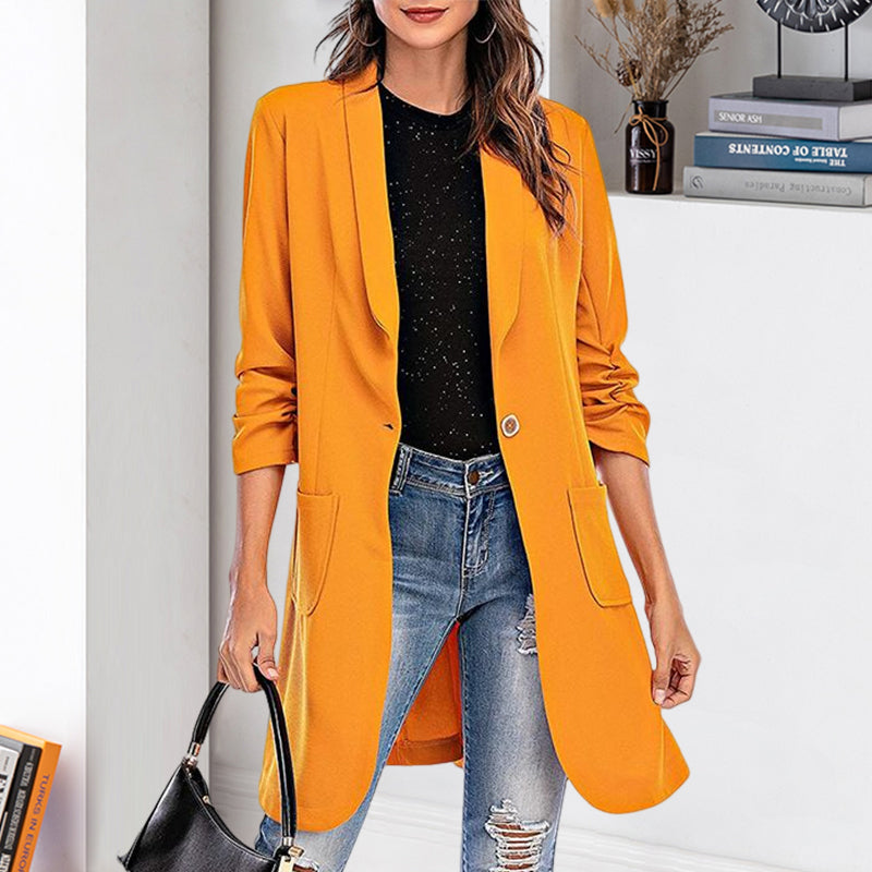 Women's Casual Slim Fit 3/4 Sleeve Long Blazer