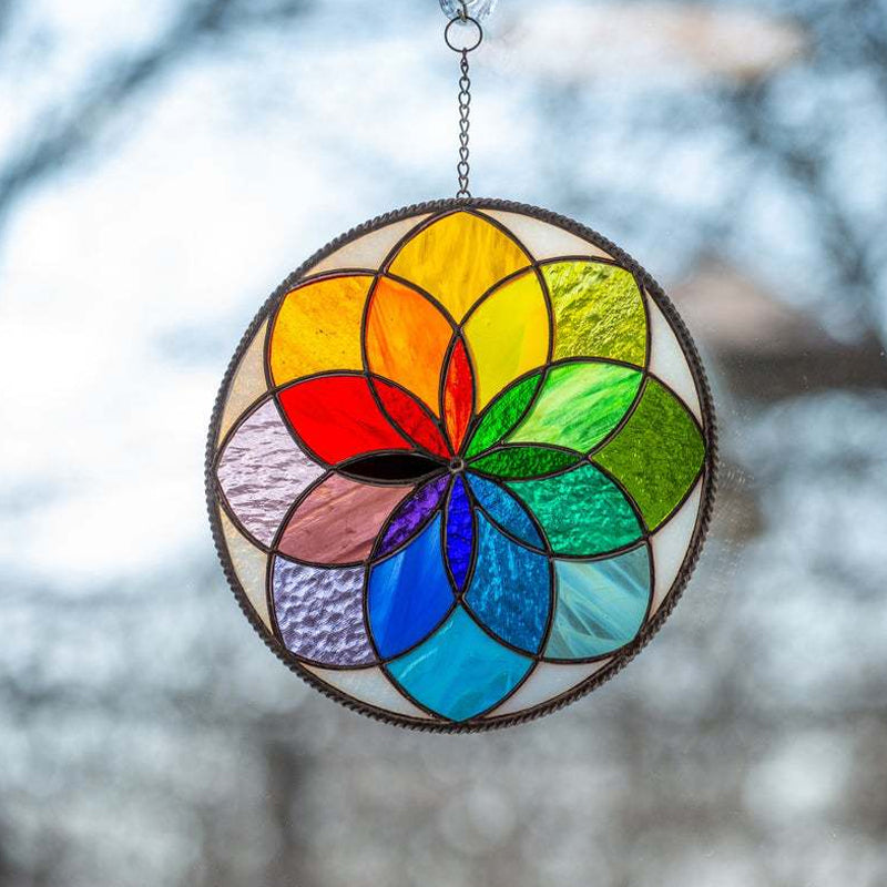 Stained Rainbow Window Panel Hanging Suncatcher