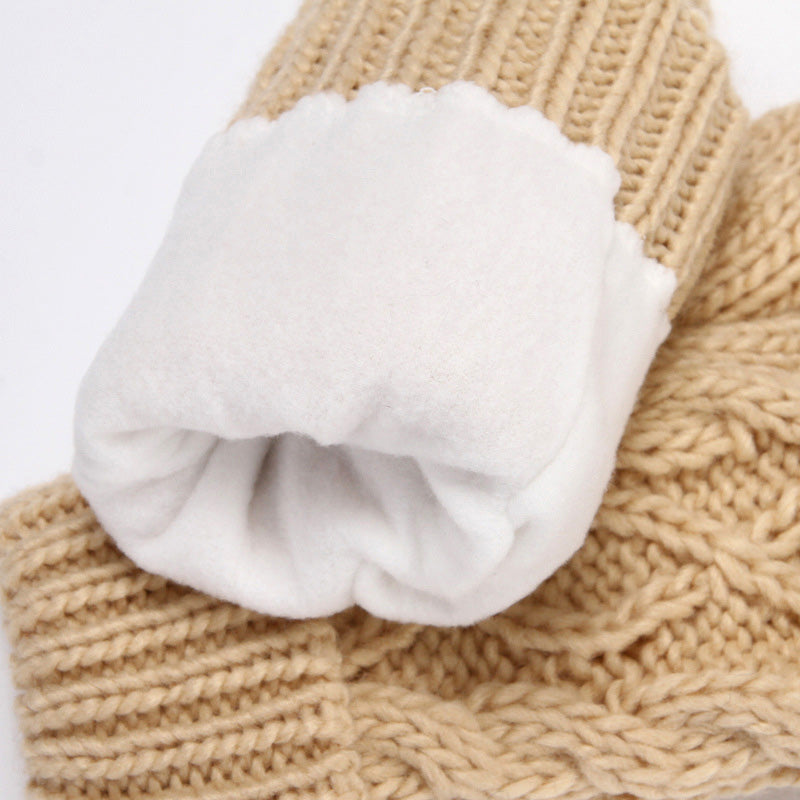 Diamond-shaped Finger-covered Woolen Gloves