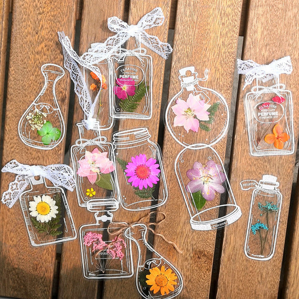 Flower Room Memory DIY Transparent Dried Flower Bookmarks Set