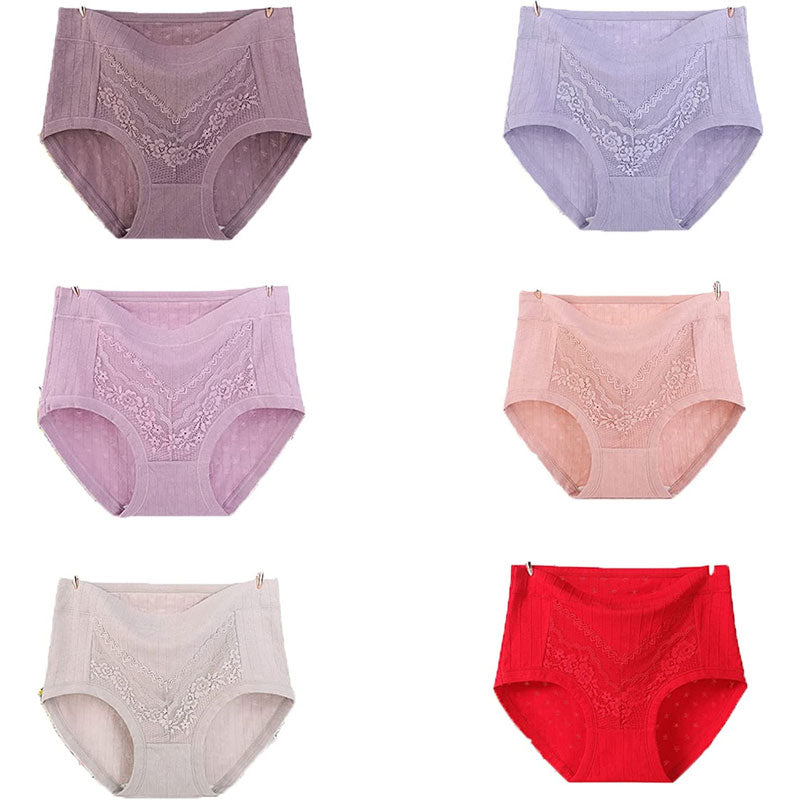 High Waist Leak Proof Lace Cotton Panties Plus Size Underwear For Women