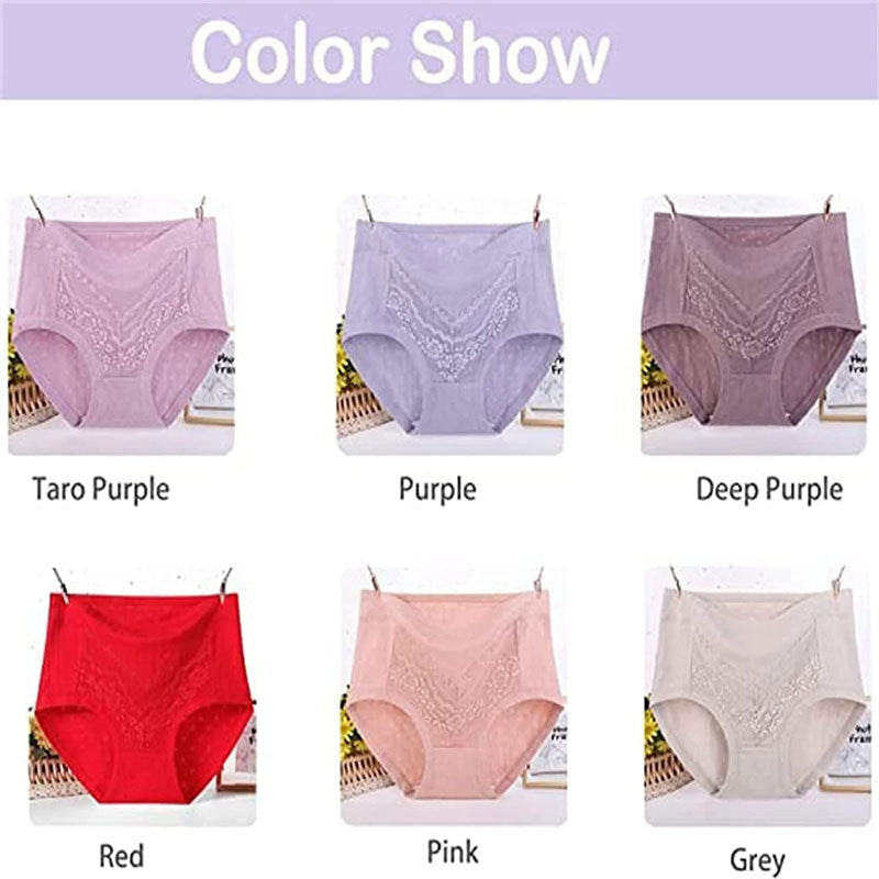 High Waist Leak Proof Lace Cotton Panties Plus Size Underwear For Women