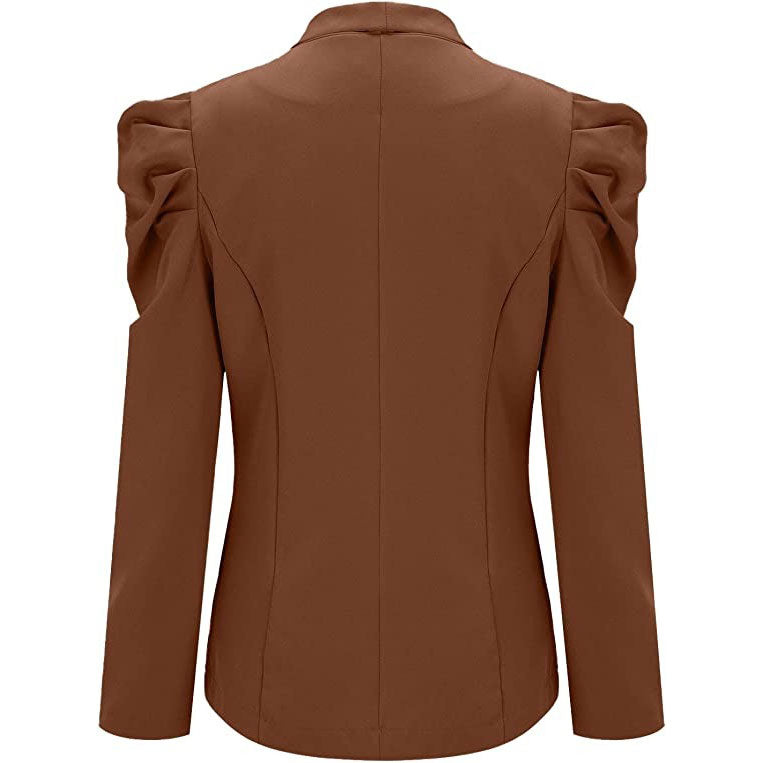 Women's Casual Lapel Blazer Puff Sleeve Open Front Work Blazer Suit