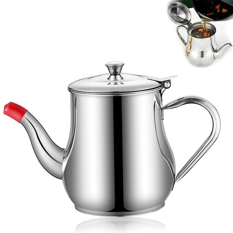 Stainless Steel Oiler, Oil Dispenser with Removable Strainer