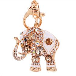 Cute Lucky Pink Elephant Large Crystal Rhinestone keychain