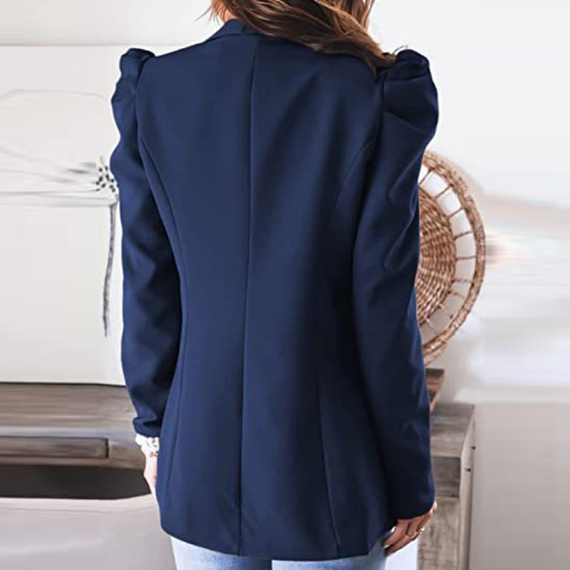 Women's Casual Lapel Blazer Puff Sleeve Open Front Work Blazer Suit