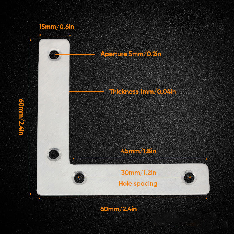 Stainless Steel Flat Plate Corner Brace Bracket(6 pcs)