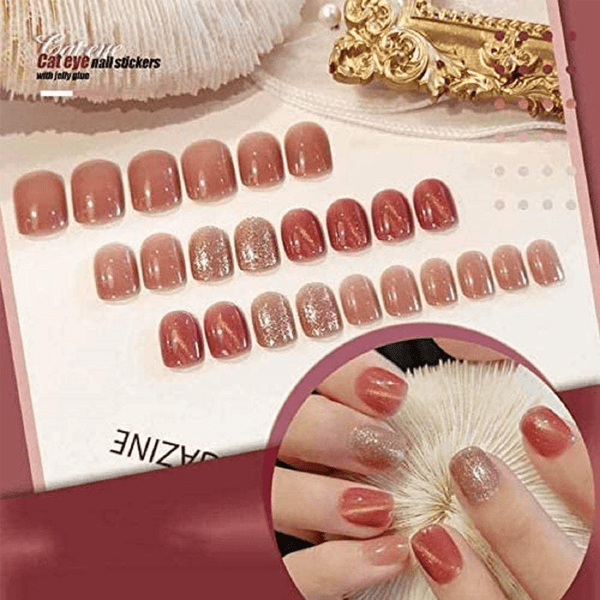 Mysterious Cat Eye Nail Patch with Jelly Gum (24PCS)