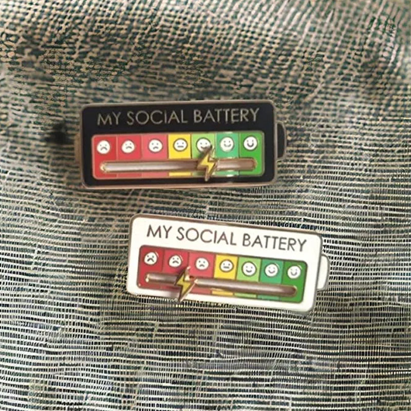 Interactive Mood Pins Social Battery Brooch