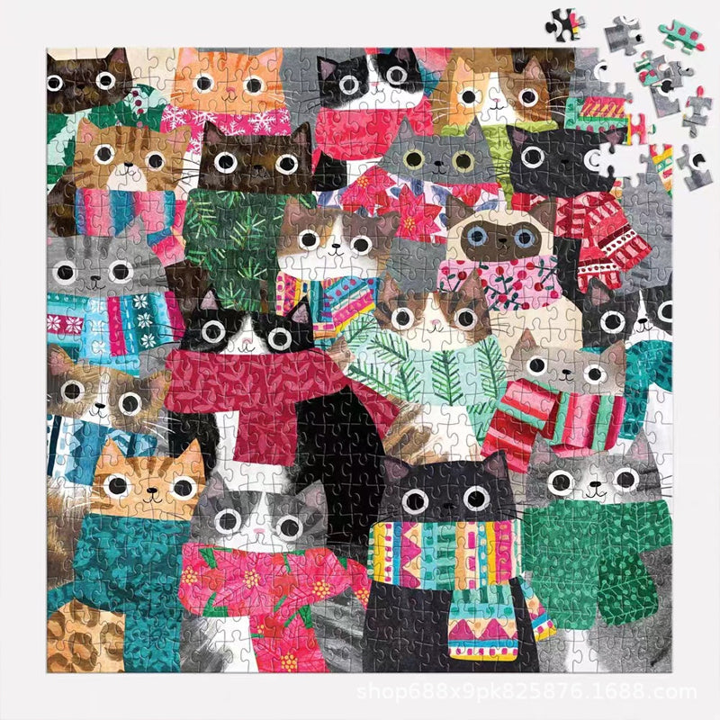 Wintry Cats 500 Pieces Puzzle