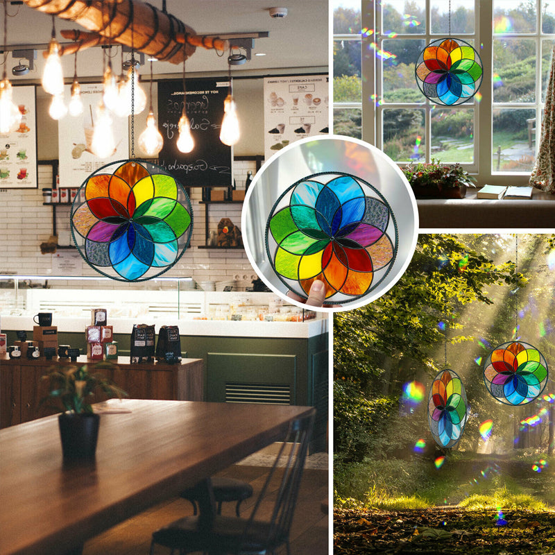 Stained Rainbow Window Panel Hanging Suncatcher