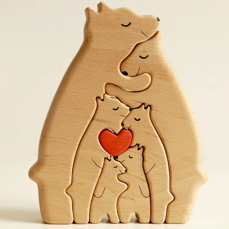 DIY Wooden Family Hug Puzzle Ornament - Warm Gift