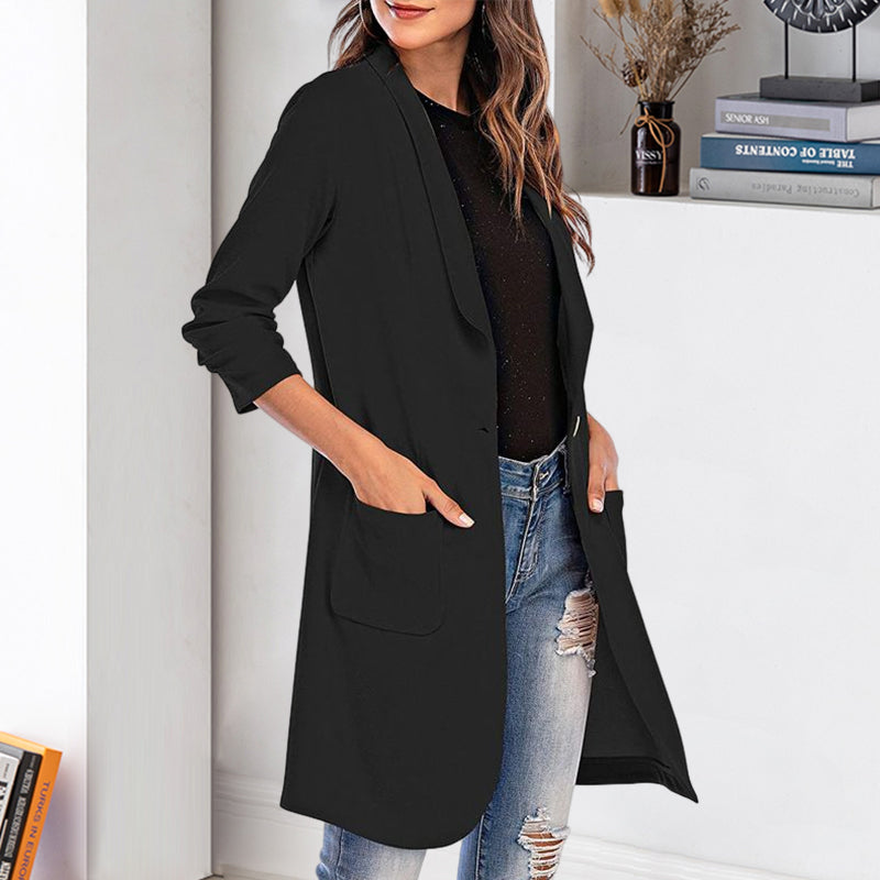 Women's Casual Slim Fit 3/4 Sleeve Long Blazer