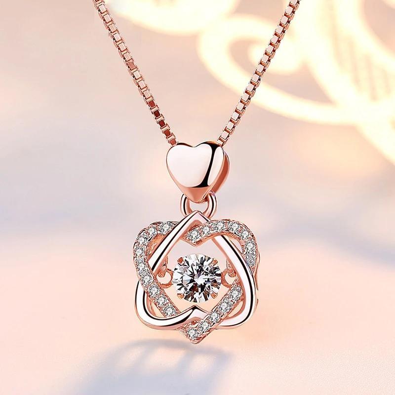 Heart Necklace Set with Rose