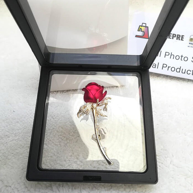 Gold Plated CZ Rose Brooch Pin