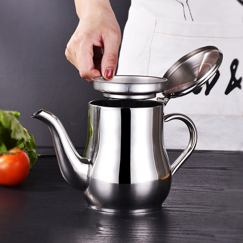 Stainless Steel Oiler, Oil Dispenser with Removable Strainer