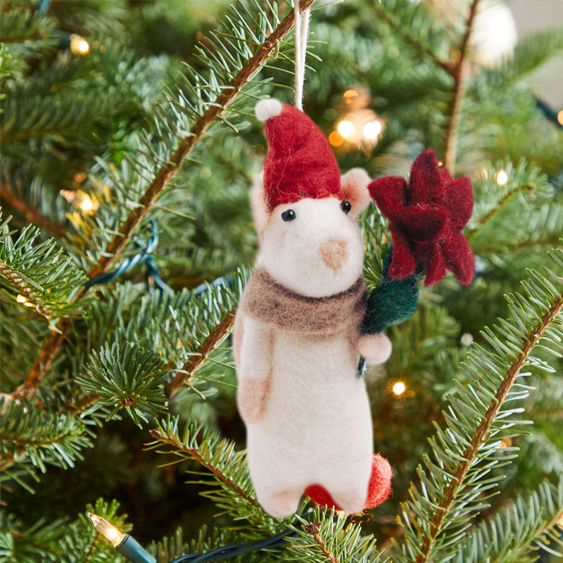 Felt Mouse and Pumpkin Ornament