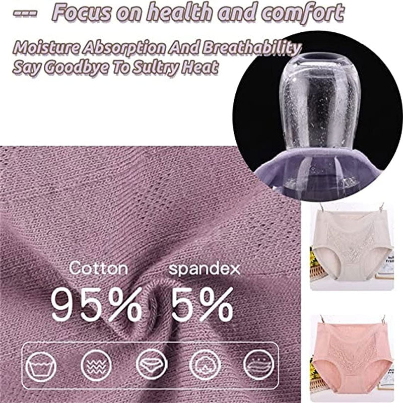 High Waist Leak Proof Lace Cotton Panties Plus Size Underwear For Women