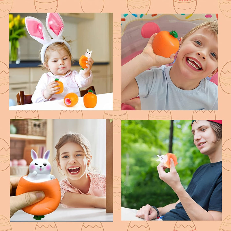 Squeeze Toy Carrot Doll, POP UP Carrot Bunny Stress Relief Toy