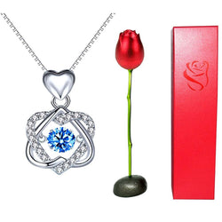 Heart Necklace Set with Rose