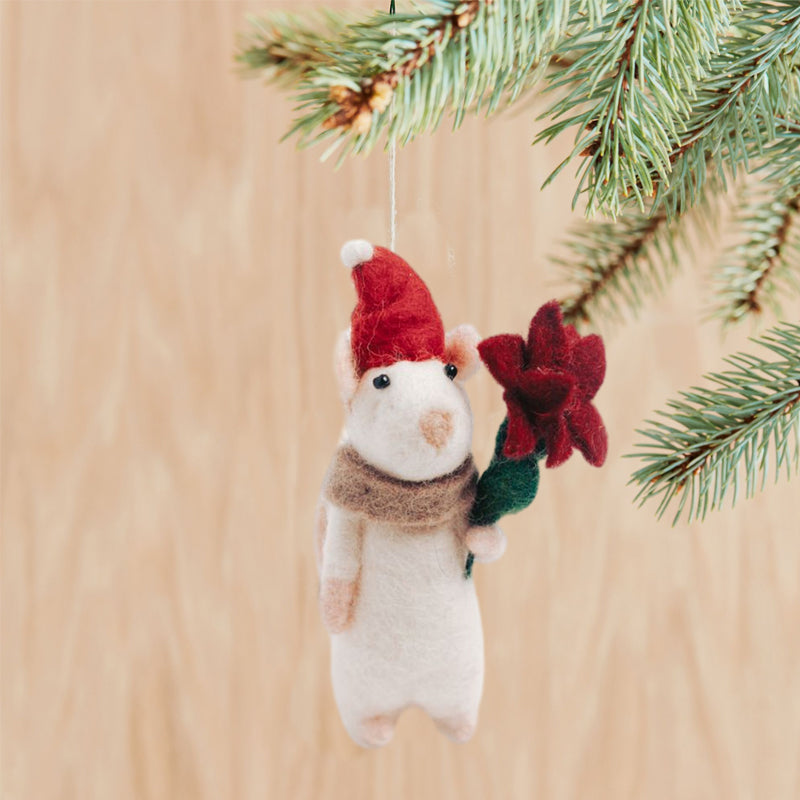 Felt Mouse and Pumpkin Ornament