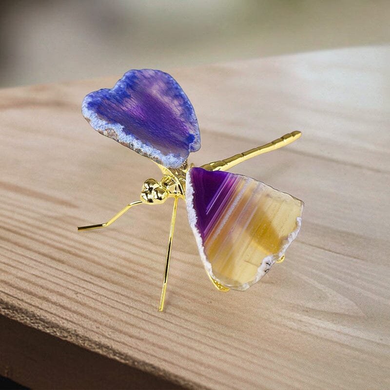 Natural Agate Slice Dragonfly