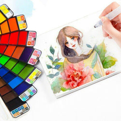 Solid Gouache Pigment Palette Handy Watercolor Travel Kit