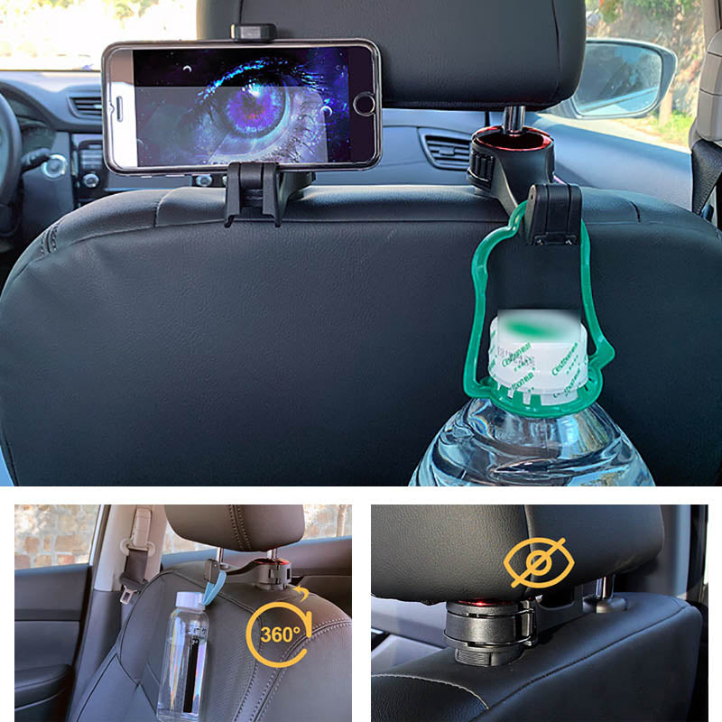 Universal Headrest Bracket Car Hook with Phone Holder