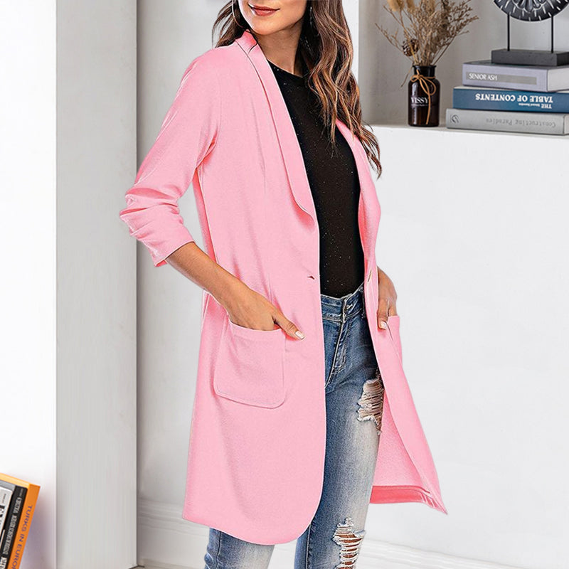 Women's Casual Slim Fit 3/4 Sleeve Long Blazer