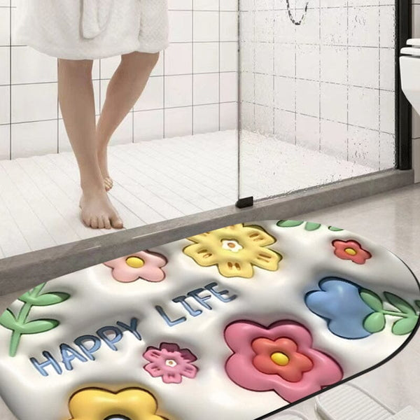 3D Flower Soft Absorbent Floor Mat for Bathhroom