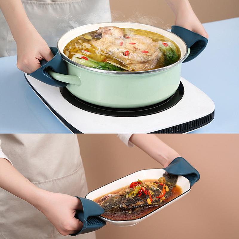 Kitchen Anti-Scalding Set, Hot Plate Gripper & Stainless Steel Bowl Clip & Silicone Gloves