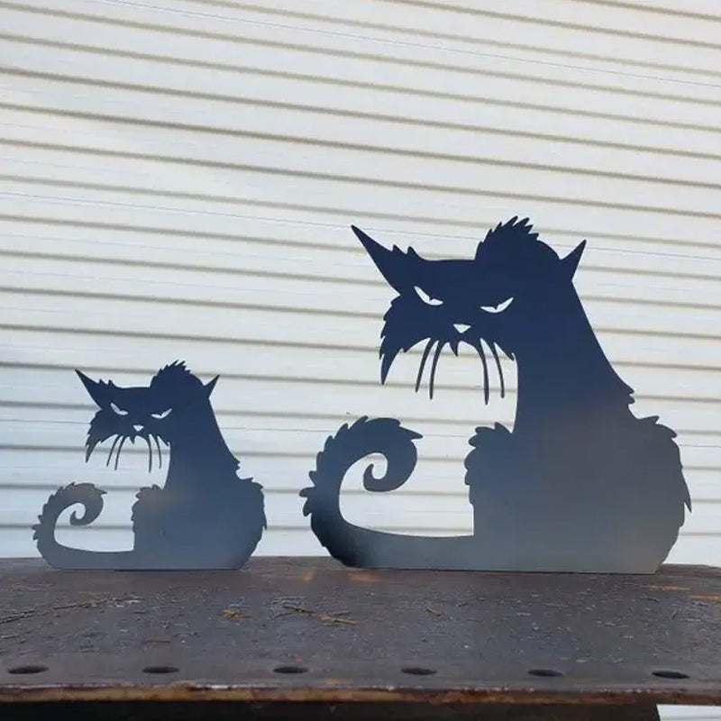 Angry Cat Metal Halloween Decor