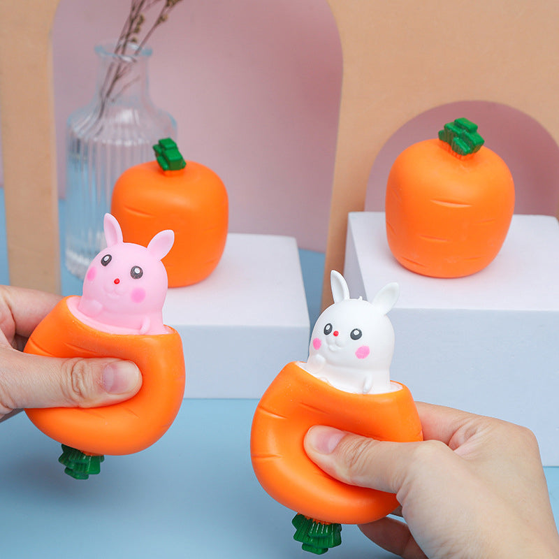 Squeeze Toy Carrot Doll, POP UP Carrot Bunny Stress Relief Toy