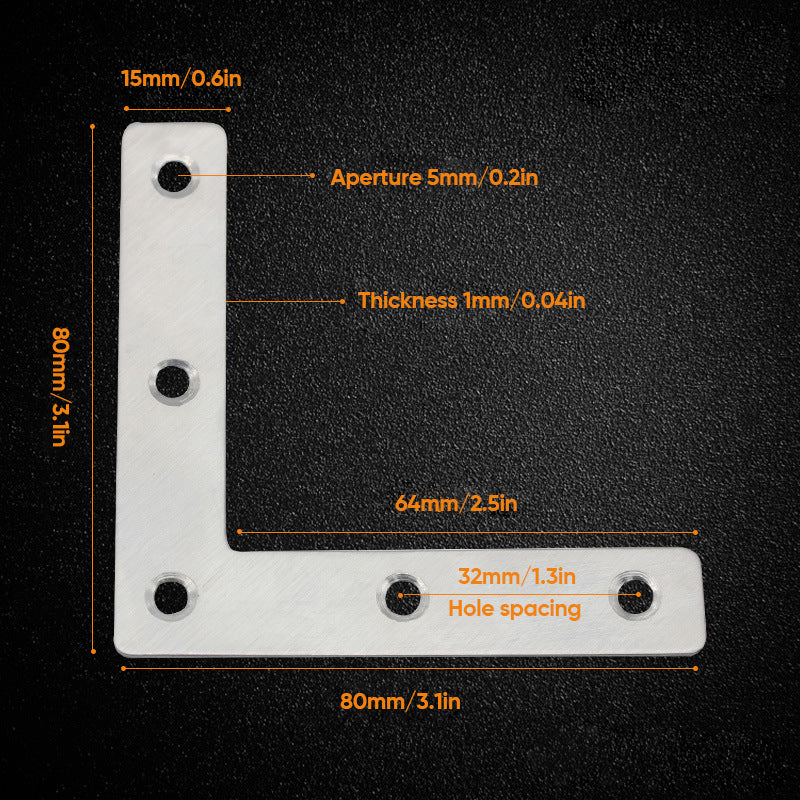 Stainless Steel Flat Plate Corner Brace Bracket(6 pcs)