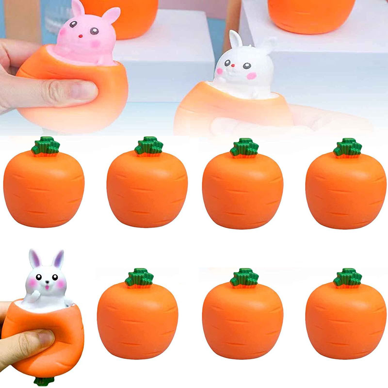 Squishes Carrot Rabbit Fidget Toys, Squeeze Toy Carrot Doll