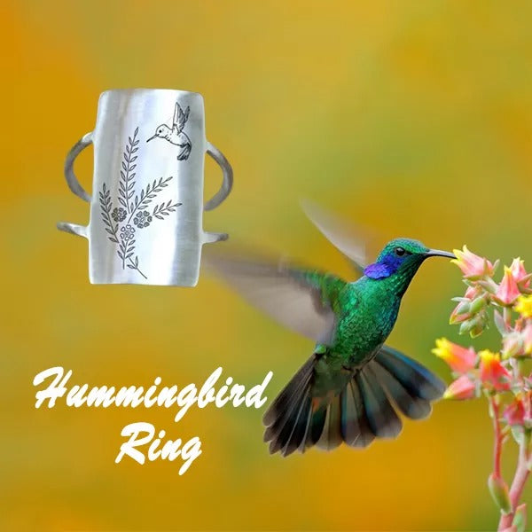 925 Sterling Silver Hummingbird Ring - Gift For Animal Lover