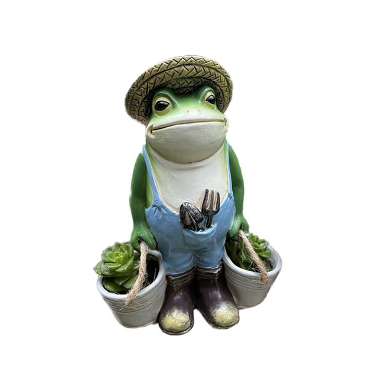 Cute Gardener Frog Statue