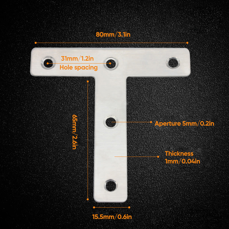 Stainless Steel Flat Plate Corner Brace Bracket(6 pcs)