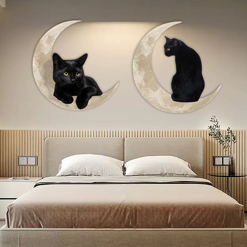 Black Cat Moon Hanging Metal Sign