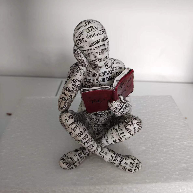 Resin Modern Reading Woman Statue Ornament in The Shape of a Scholar