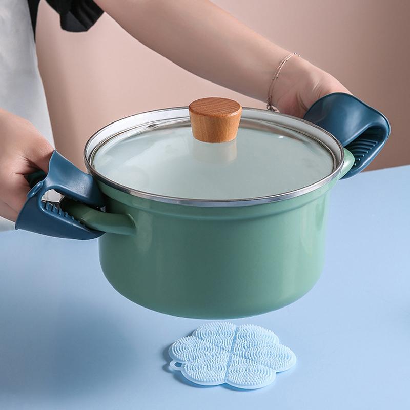 Kitchen Anti-Scalding Set, Hot Plate Gripper & Stainless Steel Bowl Clip & Silicone Gloves