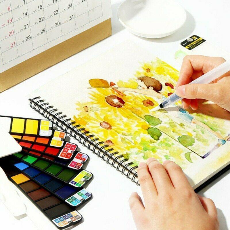 Solid Gouache Pigment Palette Handy Watercolor Travel Kit