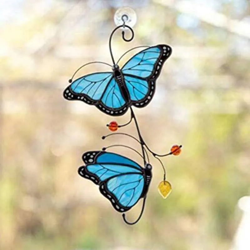 🦋🦋Stained Monarch Butterfly Glass Window Decor